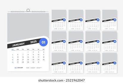 Plantilla de diseño de calendario de pared 2025