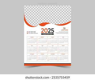 2025 wall calendar design template, week starts on Sunday,