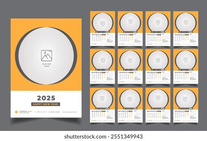 2025 Wall Calendar  Modern Minimalist  Editable 2025 Calendar Design Clean Professional Stylish
