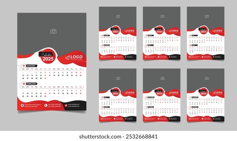 2025 Wall Calendar Printable Design Corporate Business Schedule Planner