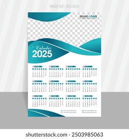 Diseño de Plantilla de calendario de pared 2025 para atención médica