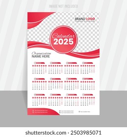 2025 wall calendar template design for marketing agency