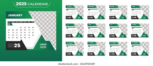 2025 wall desk calendar template design
