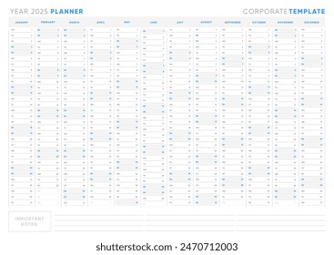 2025 Wall of Desk Office or Study Planner Template.