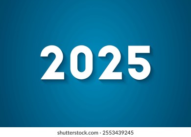 2025 as white and bold number with shadow centered on a gradient blue background