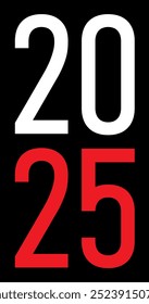 2025 white red color vector on black background