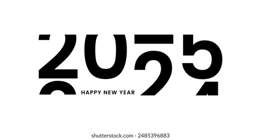 2025 Wishing Happy New Year in unique minimalist countdown greeting card creative concept design