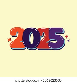 2025 word design, vector art illustration.