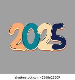 2025 word design, vector art illustration.