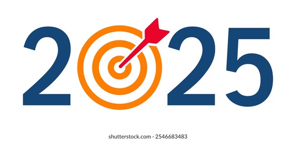 2025 ano alcançando metas planejadas, feliz ano novo 2025 com ícone de meta