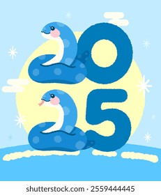 2025 year of blue snake cute blue snake character happy new year