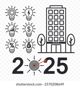 2025 year business strategy concept of target audience, creative thinking, solution, ideas and success.