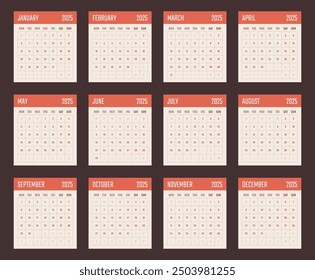 2025 year calendar, calendar design for 2025 starts monday