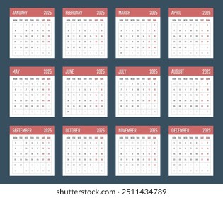 2025 year calendar, calendar design for 2025 starts monday
