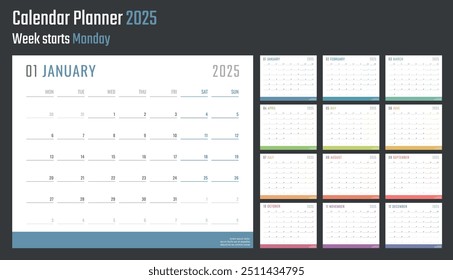 Calendário de 2025, projeto de calendário para 2025 começa segunda-feira
