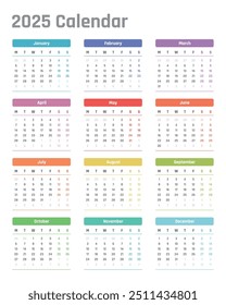 2025 year calendar, calendar design for 2025 starts monday