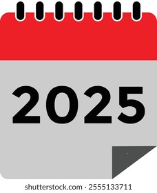2025 year, calendar icon. Flat calendar icon design showing the year 2025
