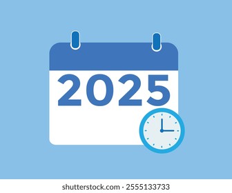 2025 year, calendar icon. Flat calendar icon design showing the year 2025
