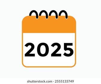 2025 year, calendar icon. Flat calendar icon design showing the year 2025
