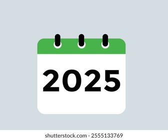 2025 year, calendar icon. Flat calendar icon design showing the year 2025
