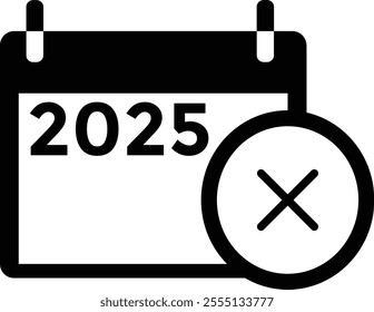 2025 year, calendar icon. Flat calendar icon design showing the year 2025
