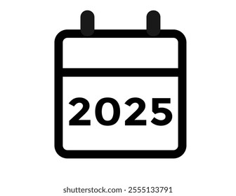 2025 year, calendar icon. Flat calendar icon design showing the year 2025
