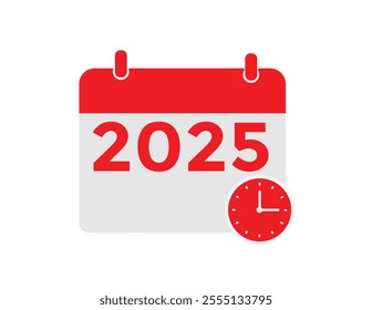 2025 year, calendar icon. Flat calendar icon design showing the year 2025
