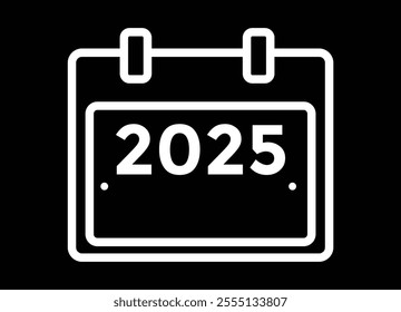 2025 year, calendar icon. Flat calendar icon design showing the year 2025
