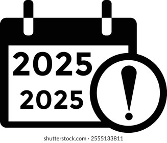 2025 year, calendar icon. Flat calendar icon design showing the year 2025
