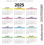 2025 year calendar. Italian language. Vector illustration for Italy - Calendario