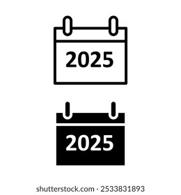 2025 year calendar outline icon. New year calendar simple trendy style illustration for web and app..eps