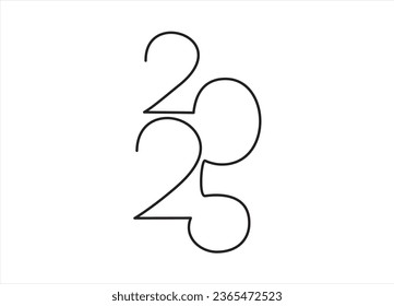 2025 year. Continuous one line drawing 2025 sign. Vector illustration.