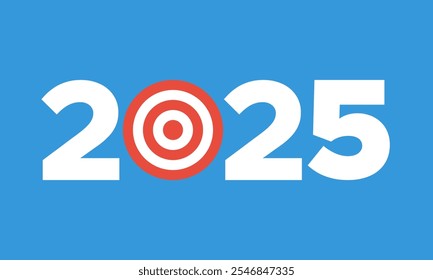 2025 year goal, business target, successful strategy, personal growth planning, flat vector success concept