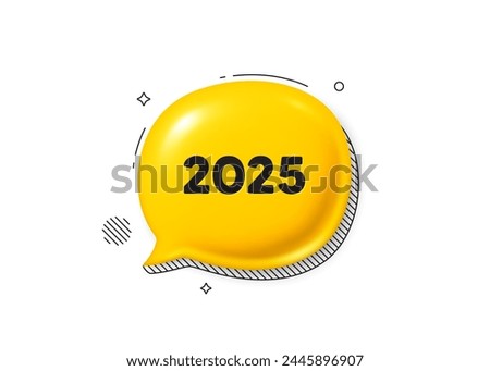2025 year icon. Comic speech bubble 3d icon. Event schedule annual date. 2025 annum planner. 2025 chat offer. Speech bubble comic banner. Discount balloon. Vector