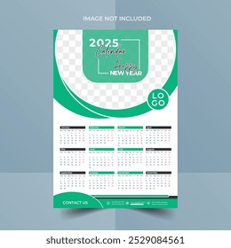 2025 año planificador de oficina mensual, calendario comienza el lunes, dos fines de semana rojos, fondo blanco, diseño simple y limpio, calendario de pared, Plantilla de planificador de diseño Corporativa