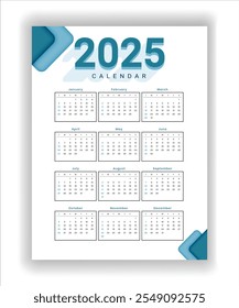 "2025: A Year of New Beginnings'' 2025 Calender.