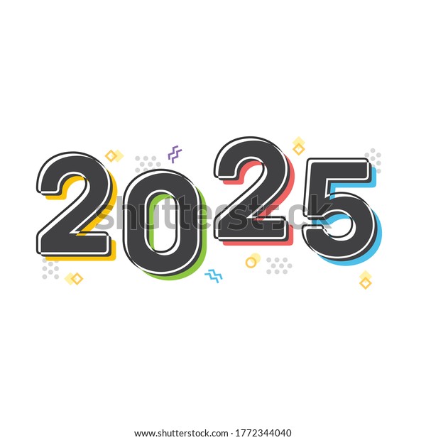 2025 Year New Year Retro Vector Stock Vector (Royalty Free) 1772344040 ...