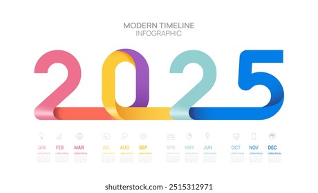 Linha numérica de 2025 Infográfico 5 passos para modelo de crescimento de sucesso. Processo de negócios. Ilustração vetorial.