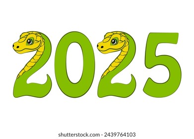 The 2025 year of the snake. Cartoon number 2025