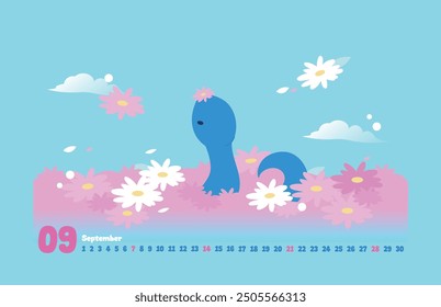 2025 Year Snake Character Calendar Illustration