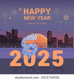 2025 Year of the Snake, snake character vector illustration template