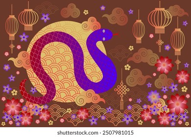 2025 year of the Snake, Chinese New Year, Festive greeting card