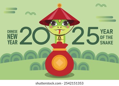 2025 Year of the snake, chinese New Year 2025 greeting card, happy new year 2025, Chinese new year, banner, snake