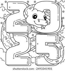 2025 Year of the Snake Coloring Page for Kids