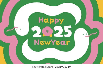 2025 Year of the Snake: Cute and stylish New Year's cards and New Year's materials with a Nordic pop snake design_Perfect for cards and banner ads