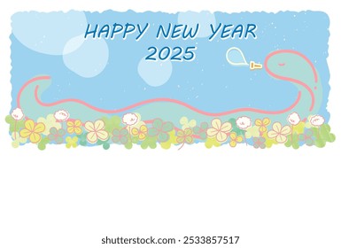 2025 Año de la Serpiente - Plantilla de Tarjeta de Nuevo Año de Gentle Touch (Horizontal)
