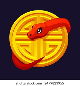 2025 Year of the Snake, Golden coin with a red snake