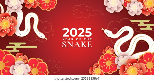 2025 year of the snake greeting card design. Chinese new year greeting card design