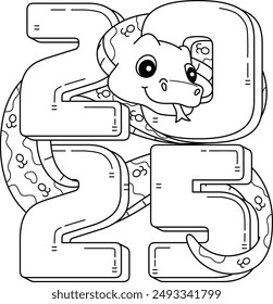 2025 Year of the Snake Isolated Coloring Page 