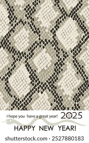 2025 Ano da Serpente Cartão de Ano Novo com python ilustração padrão